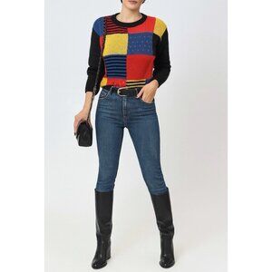 H2O Vintage Color Block Wool Sweater Y2K Japan Made Women’s M Crew Neck